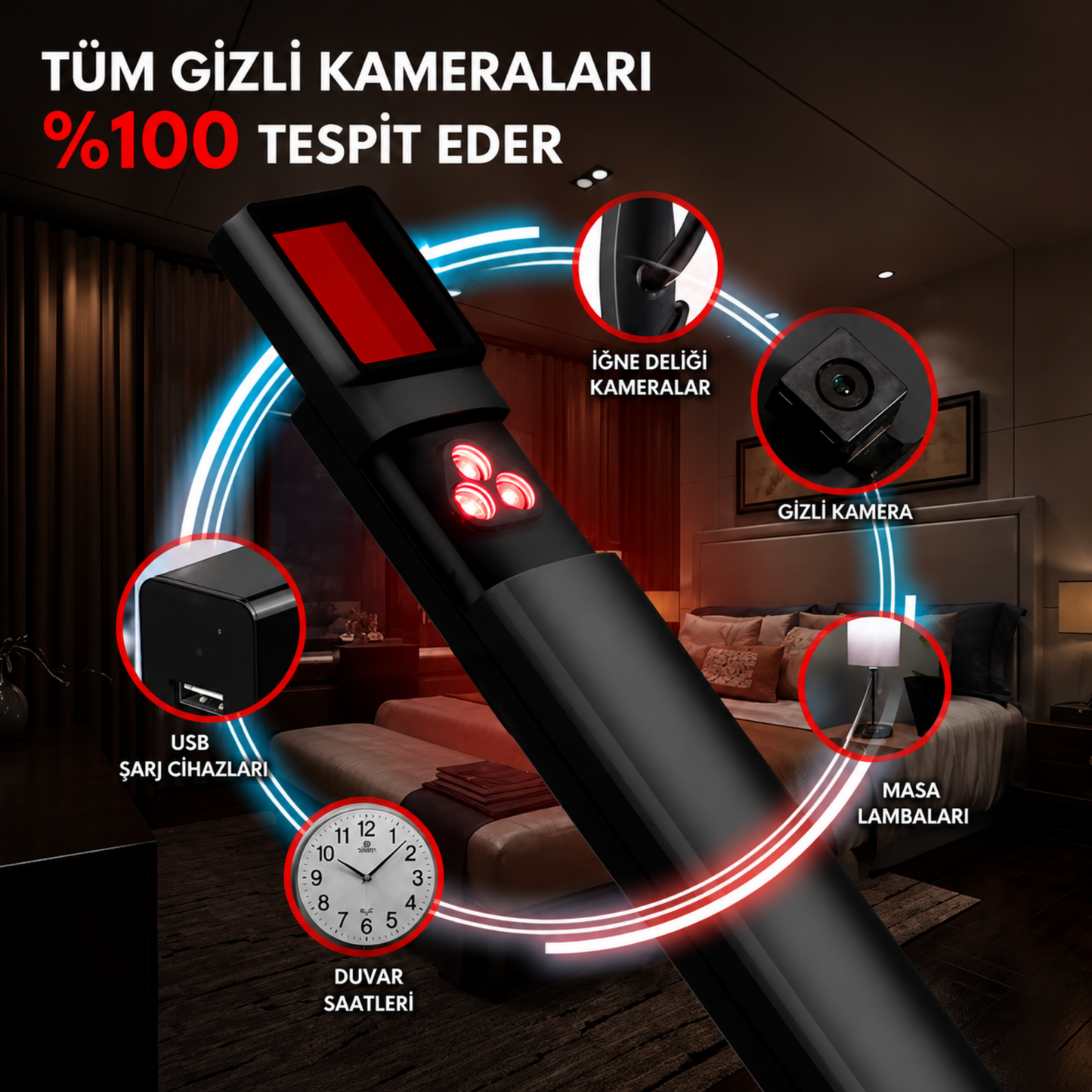 Gizli Kamera Dedektörü (Askeri Sınıf, Dahili RF ve GPS Takip Algılama Özelliğiyle)